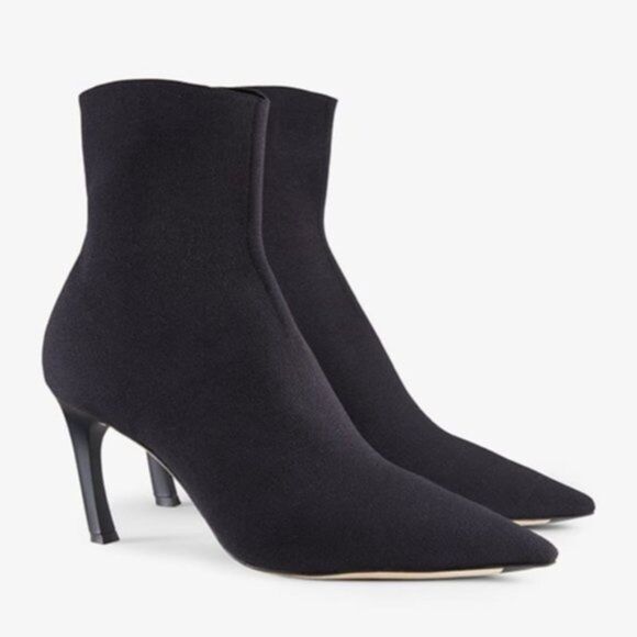 M.M. Lafleur Lana Boot 3D-Knit Pointed Toe Stiletto Heel Black Sz EU 39.5 US 9 - Picture 1 of 11
